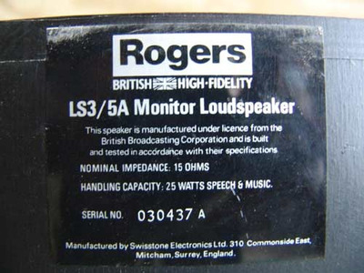 Rogers LS3/5A Monitor NOS 1977года 15 Ohms 2